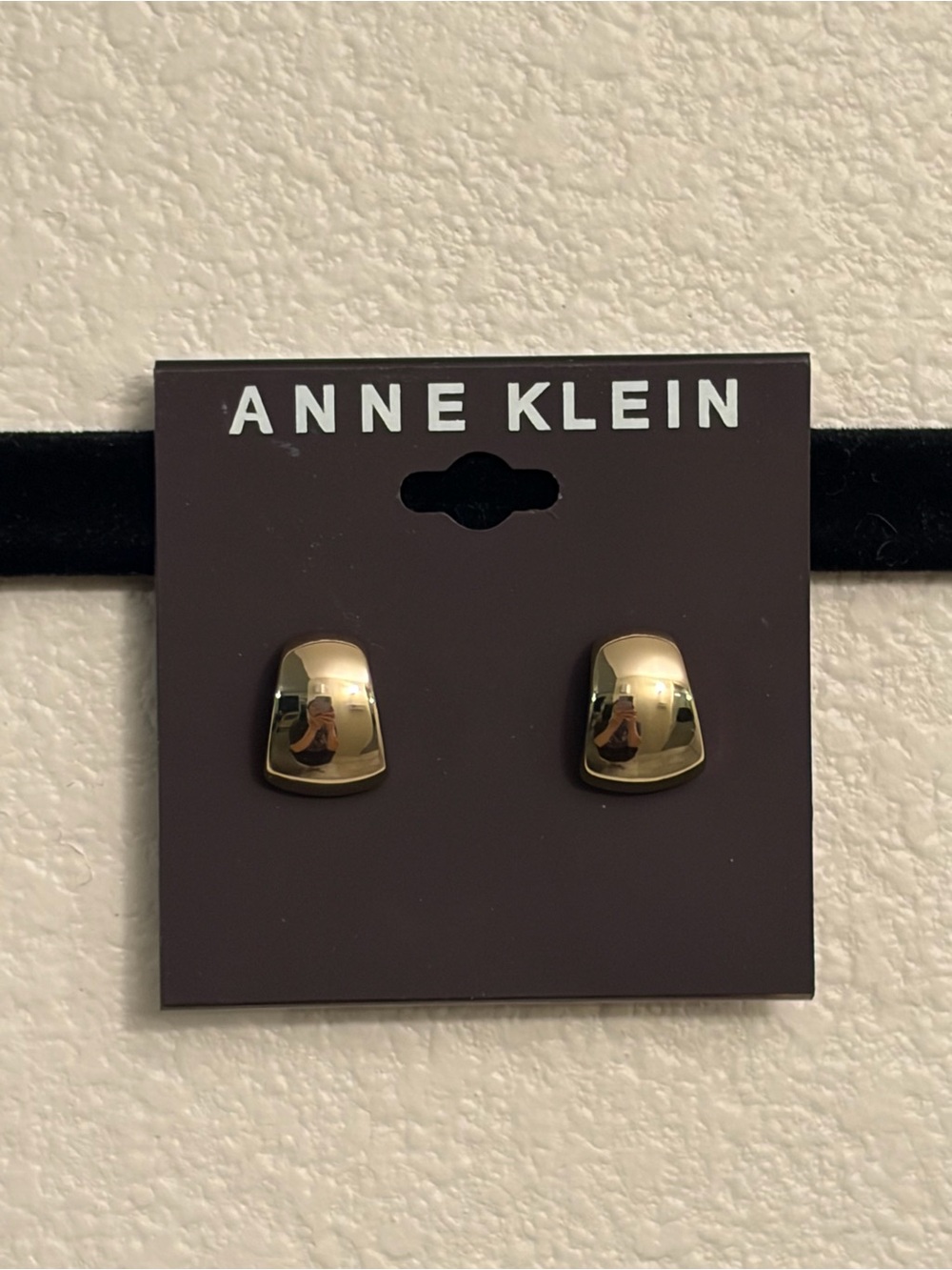 Anne Klein Highly Polished Gold Tone Earrings Featuring Smooth Flare NWT